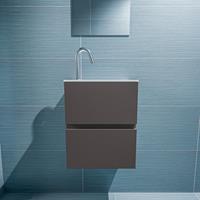 MONDIAZ ADA Toiletmeubel 40x30x50cm met 1 kraangaten 2 lades dark grey mat Wastafel Lex rechts Solid Surface Wit FK75341770