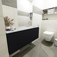 MONDIAZ OLAN Toiletmeubel 120x30x40cm met 0 kraangaten 1 lades urban mat Wastafel Lex rechts Solid Surface Wit FK75342462