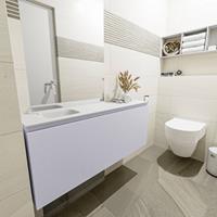 MONDIAZ OLAN Toiletmeubel 120x30x40cm met 0 kraangaten 1 lades cale mat Wastafel Lex links Solid Surface Wit FK75342663
