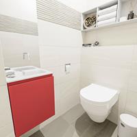 MONDIAZ OLAN Toiletmeubel 40x30x40cm met 0 kraangaten 1 lades fire mat Wastafel Lex rechts Solid Surface Wit FK75342583