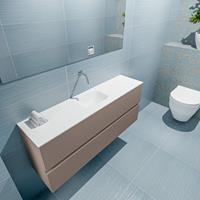MONDIAZ ADA Toiletmeubel 120x30x50cm met 0 kraangaten 2 lades smoke mat Wastafel Lex midden Solid Surface Wit FK75341820