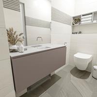 MONDIAZ OLAN Toiletmeubel 120x30x40cm met 0 kraangaten 1 lades smoke mat Wastafel Lex midden Solid Surface Wit FK75342516