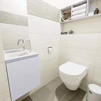 MONDIAZ OLAN Toiletmeubel 40x30x40cm met 1 kraangaten 1 lades cale mat Wastafel Lex links Solid Surface Wit FK75342638