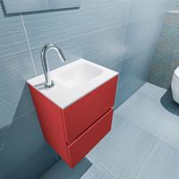 MONDIAZ ADA Toiletmeubel 40x30x50cm met 1 kraangaten 2 lades fire mat Wastafel Lex rechts Solid Surface Wit FK75341886