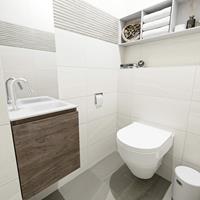 MONDIAZ OLAN Toiletmeubel 40x30x40cm met 1 kraangaten 1 lades dark brown mat Wastafel Lex rechts Solid Surface Wit FK75342698