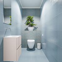 MONDIAZ ADA Toiletmeubel 40x30x50cm met 0 kraangaten 2 lades linen mat Wastafel Lex links Solid Surface Wit FK75341914