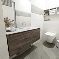 MONDIAZ OLAN Toiletmeubel 120x30x40cm met 0 kraangaten 1 lades dark brown mat Wastafel Lex midden Solid Surface Wit FK75342719