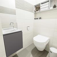 MONDIAZ OLAN Toiletmeubel 40x30x40cm met 1 kraangaten 1 lades dark grey mat Wastafel Lex links Solid Surface Wit FK75342464