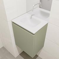 MONDIAZ OLAN Toiletmeubel 40x30x40cm met 0 kraangaten 1 lades army mat Wastafel Lex midden Solid Surface Wit FK75342521