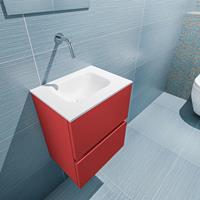 MONDIAZ ADA Toiletmeubel 40x30x50cm met 0 kraangaten 2 lades fire mat Wastafel Lex midden Solid Surface Wit FK75341883