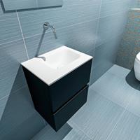 MONDIAZ ADA Toiletmeubel 40x30x50cm met 0 kraangaten 2 lades urban mat Wastafel Lex rechts Solid Surface Wit FK75341742