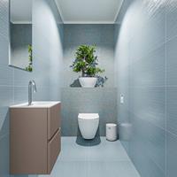 MONDIAZ ADA Toiletmeubel 40x30x50cm met 1 kraangaten 2 lades smoke mat Wastafel Lex rechts Solid Surface Wit FK75341799