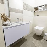 MONDIAZ OLAN Toiletmeubel 100x30x40cm met 1 kraangaten 1 lades cale mat Wastafel Lex midden Solid Surface Wit FK75342654