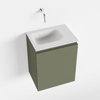 MONDIAZ OLAN Toiletmeubel 40x30x40cm met 0 kraangaten 1 lades army mat Wastafel Lex links Solid Surface Wit FK75342523