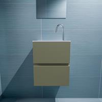 MONDIAZ ADA Toiletmeubel 40x30x50cm met 1 kraangaten 2 lades army mat Wastafel Lex links Solid Surface Wit FK75341826