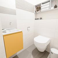 MONDIAZ OLAN Toiletmeubel 40x30x40cm met 0 kraangaten 1 lades ocher mat Wastafel Lex rechts Solid Surface Wit FK75342554