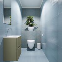 MONDIAZ ADA Toiletmeubel 40x30x50cm met 0 kraangaten 2 lades army mat Wastafel Lex rechts Solid Surface Wit FK75341829