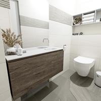 MONDIAZ OLAN Toiletmeubel 100x30x40cm met 0 kraangaten 1 lades dark brown mat Wastafel Lex rechts Solid Surface Wit FK75342717