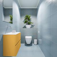 MONDIAZ ADA Toiletmeubel 60x30x50cm met 0 kraangaten 2 lades ocher mat Wastafel Lex links Solid Surface Wit FK75341862