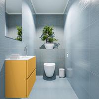 MONDIAZ ADA Toiletmeubel 60x30x50cm met 1 kraangaten 2 lades ocher mat Wastafel Lex midden Solid Surface Wit FK75341859