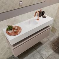 MONDIAZ ANDOR Toiletmeubel 100x30x30cm met 1 kraangaten 1 lades smoke mat Wastafel Lex midden Solid Surface Wit FK75343205