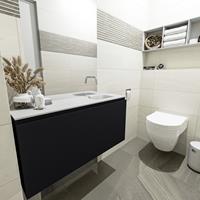 MONDIAZ OLAN Toiletmeubel 100x30x40cm met 0 kraangaten 1 lades urban mat Wastafel Lex rechts Solid Surface Wit FK75342456