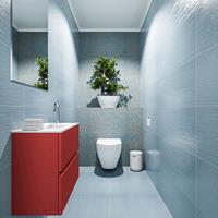 MONDIAZ ADA Toiletmeubel 60x30x50cm met 1 kraangaten 2 lades fire mat Wastafel Lex midden Solid Surface Wit FK75341888