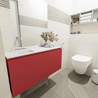 MONDIAZ OLAN Toiletmeubel 100x30x40cm met 0 kraangaten 1 lades fire mat Wastafel Lex links Solid Surface Wit FK75342599