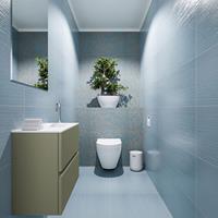 MONDIAZ ADA Toiletmeubel 60x30x50cm met 1 kraangaten 2 lades army mat Wastafel Lex rechts Solid Surface Wit FK75341834