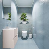 MONDIAZ ADA Toiletmeubel 60x30x50cm met 0 kraangaten 2 lades linen mat Wastafel Lex rechts Solid Surface Wit FK75341922