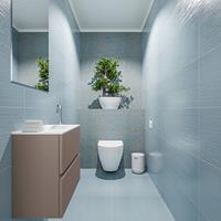 MONDIAZ ADA Toiletmeubel 60x30x50cm met 1 kraangaten 2 lades smoke mat Wastafel Lex rechts Solid Surface Wit FK75341805