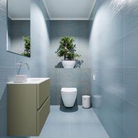 MONDIAZ ADA Toiletmeubel 60x30x50cm met 0 kraangaten 2 lades army mat Wastafel Lex midden Solid Surface Wit FK75341831