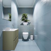 MONDIAZ ADA Toiletmeubel 60x30x50cm met 1 kraangaten 2 lades army mat Wastafel Lex midden Solid Surface Wit FK75341830