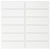 The Mosaic Factory Barcelona mozaïektegel 4.5x14.5x0.6cm voor wand en vloer voor binnen en buiten vierkant Keramiek Mat Wit AM45010