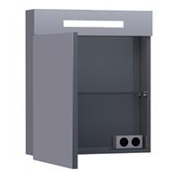 Saniclass 2.0 spiegelkast 59x70x15cm verlichting geintegreerd rechthoek 1 draaideur Hoogglans Grijs MDF 7283