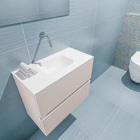 MONDIAZ ADA Toiletmeubel 60x30x50cm met 0 kraangaten 2 lades linen mat Wastafel Lex midden Solid Surface Wit FK75341918