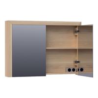 Saniclass Natural Wood spiegelkast 100x15x70cm Smoked Oak Massief Eiken 70481SOG