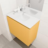 MONDIAZ OLAN Toiletmeubel 60x30x40cm met 0 kraangaten 1 lades ocher mat Wastafel Lex midden Solid Surface Wit FK75342556