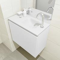 MONDIAZ OLAN Toiletmeubel 60x30x40cm met 1 kraangaten 1 lades talc mat Wastafel Lex rechts Solid Surface Wit FK75342414