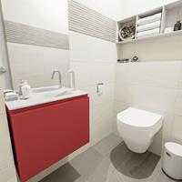 MONDIAZ OLAN Toiletmeubel 60x30x40cm met 1 kraangaten 1 lades fire mat Wastafel Lex rechts Solid Surface Wit FK75342588