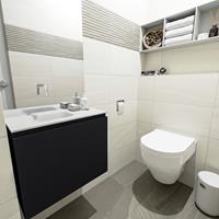 MONDIAZ OLAN Toiletmeubel 60x30x40cm met 0 kraangaten 1 lades urban mat Wastafel Lex links Solid Surface Wit FK75342442