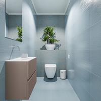 MONDIAZ ADA Toiletmeubel 60x30x50cm met 0 kraangaten 2 lades smoke mat Wastafel Lex links Solid Surface Wit FK75341804