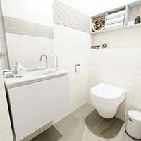 MONDIAZ OLAN Toiletmeubel 60x30x40cm met 1 kraangaten 1 lades linen mat Wastafel Lex rechts Solid Surface Wit FK75342617
