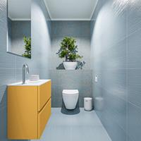 MONDIAZ ADA Toiletmeubel 60x30x50cm met 1 kraangaten 2 lades ocher mat Wastafel Lex links Solid Surface Wit FK75341861