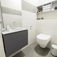 MONDIAZ OLAN Toiletmeubel 60x30x40cm met 0 kraangaten 1 lades dark grey mat Wastafel Lex rechts Solid Surface Wit FK75342473