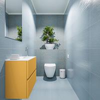 MONDIAZ ADA Toiletmeubel 60x30x50cm met 1 kraangaten 2 lades ocher mat Wastafel Lex rechts Solid Surface Wit FK75341863