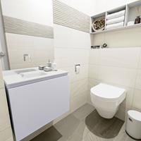 MONDIAZ OLAN Toiletmeubel 60x30x40cm met 0 kraangaten 1 lades cale mat Wastafel Lex links Solid Surface Wit FK75342645