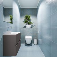 MONDIAZ ADA Toiletmeubel 60x30x50cm met 0 kraangaten 2 lades dark grey mat Wastafel Lex midden Solid Surface Wit FK75341773