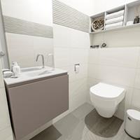 MONDIAZ OLAN Toiletmeubel 60x30x40cm met 1 kraangaten 1 lades smoke mat Wastafel Lex midden Solid Surface Wit FK75342497