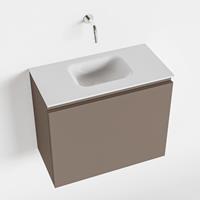 MONDIAZ OLAN Toiletmeubel 60x30x40cm met 0 kraangaten 1 lades smoke mat Wastafel Lex midden Solid Surface Wit FK75342498